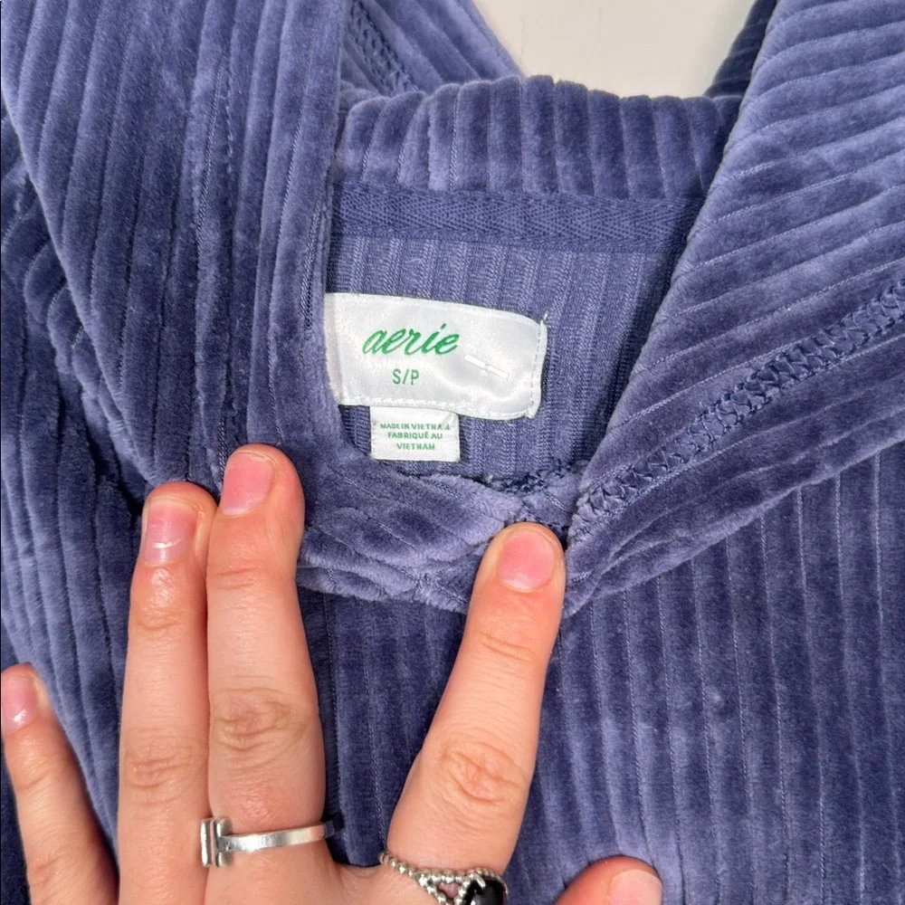 Aerie SET - Groove-On Velour Hoodie and Flare Pants in Fresh Bright - S - Picture 4 of 6